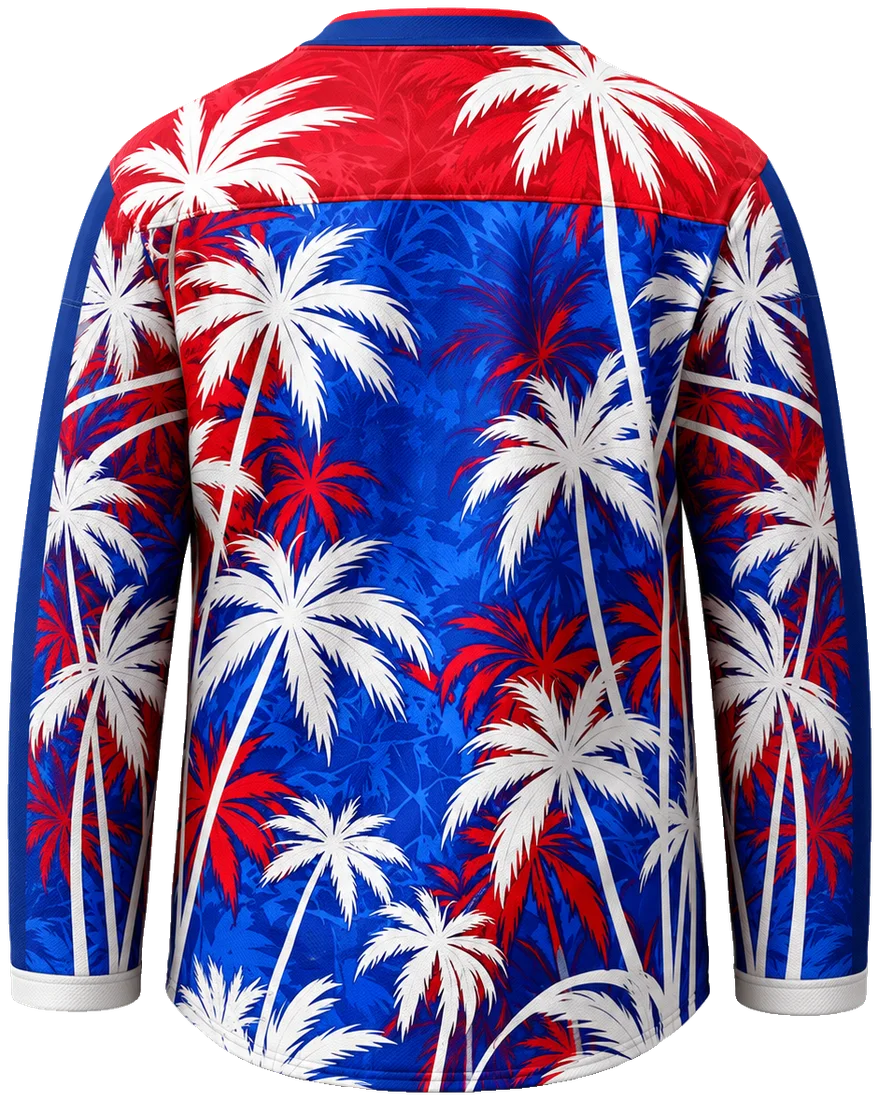 Palm print camp jersey back