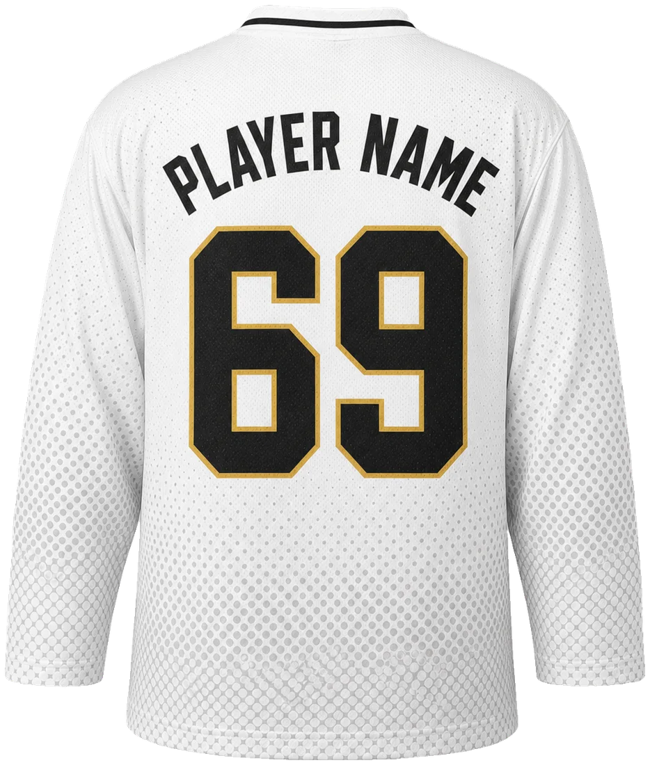White beer league jersey back with player name and number