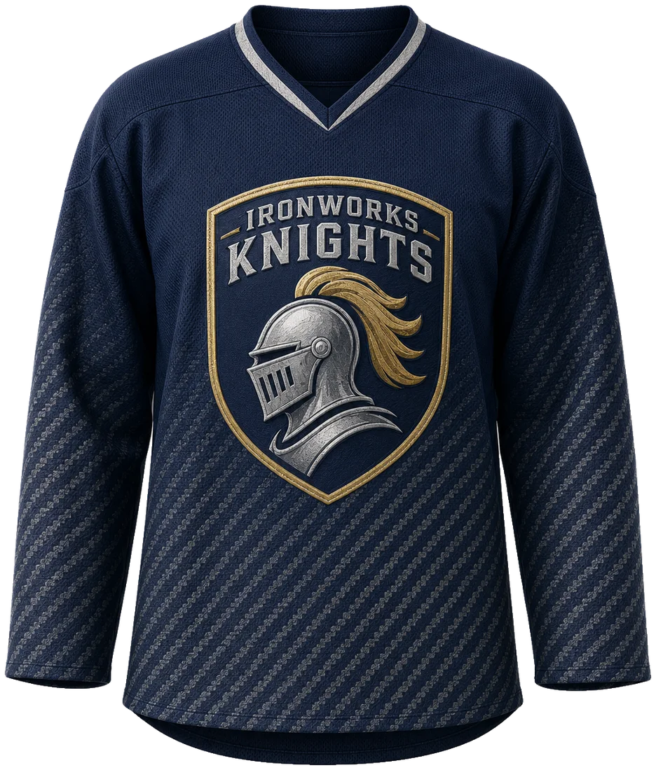 Ironworks Knights jersey in navy with knight crest